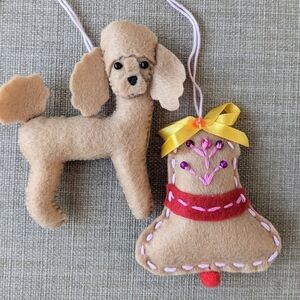 Handmade handcrafted unique Poodle Christmas tree felt dog ornament
